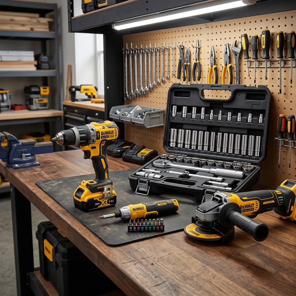 ชุดเครื่องมือช่างสามัญประจำบ้าน: รวม 4 เครื่องมือช่างไร้สาย สว่านกระแทก Brushless ไขควงไฟฟ้าแม่เหล็ก หินเจียร์ 4 นิ้ว และบล็อกช่าง CR-V